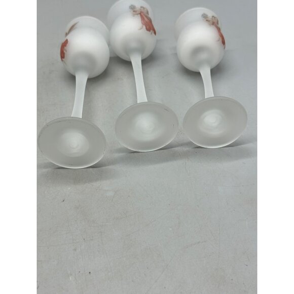 L. E. Smith Set of 3 Candle Votive Holders Baby & Angels Christmas Frosted Glass - Picture 2 of 10